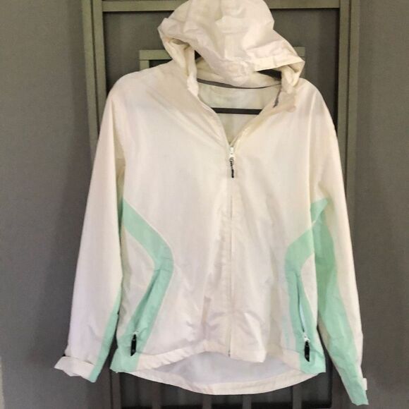 Sunice Lightweight nylon jacket with hood mint green white size L raincoat - Picture 1 of 4